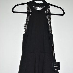 Lulus Women's New Black Dress Lace Halter Back